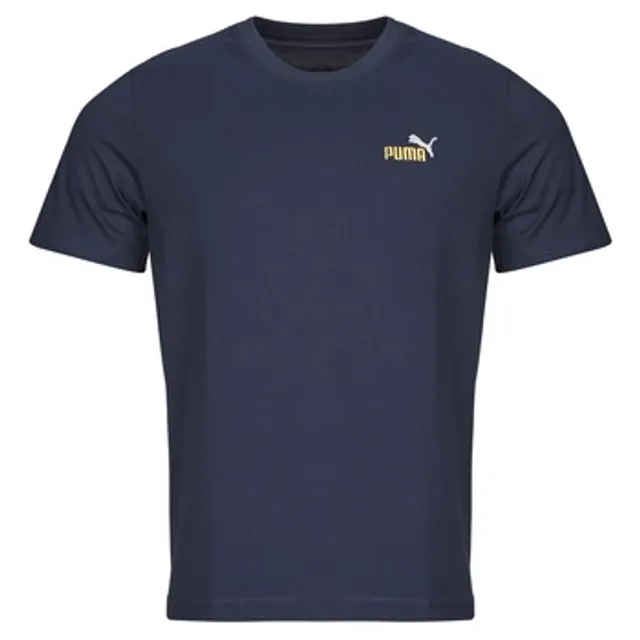 Puma  ESS 2 COLOR SMALL LOGO TEE  men's T shirt in Marine