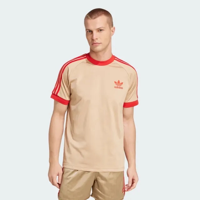 Adidas Performance David Beckham Originals 3-Stripes Tee In Magic Beige-White