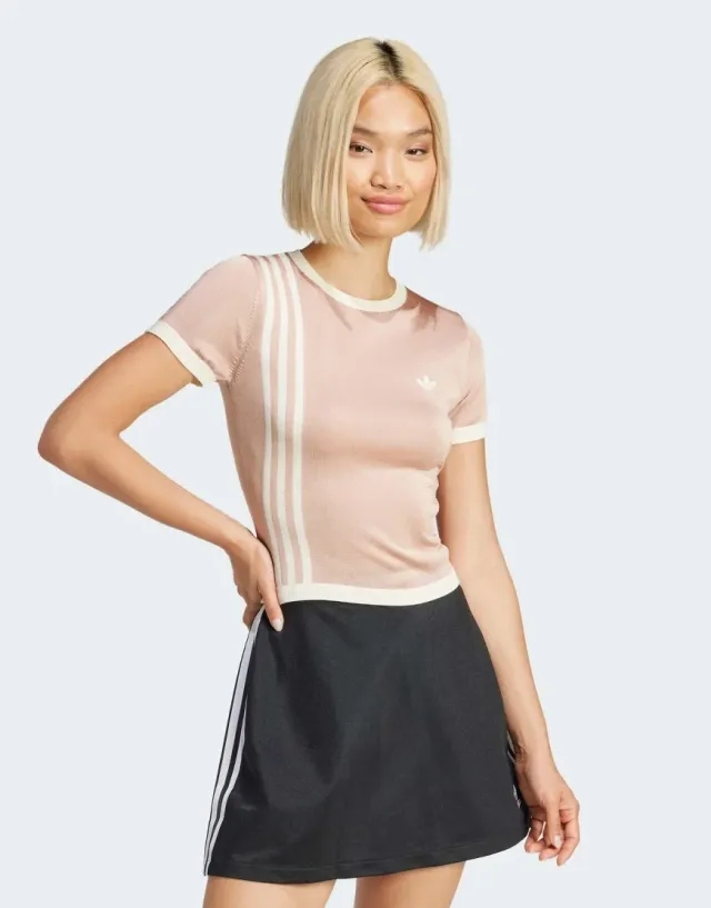 adidas Originals Women Knitted 3 Stripes Short Tee