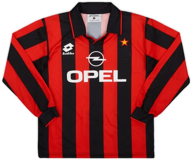 Lotto 1994-95 AC Milan Home L/S Shirt - 5/10 - (XL.Boys)