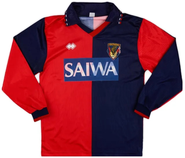 Errea 1991-92 Genoa Home L/S Shirt #9 - 6/10 - (S)