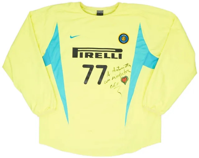 2002-03 Inter Milan Player Issue Signed Nike Training Shirt #77 (Coco)