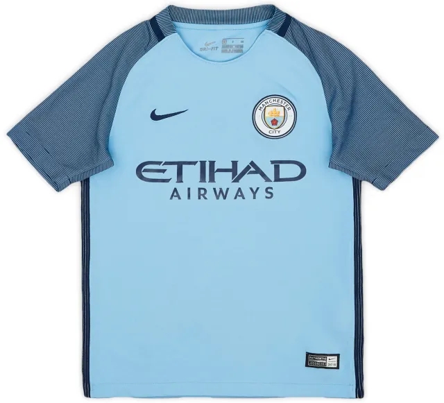 Nike 2016-17 Manchester City Home Shirt - 9/10 - (S.Boys)