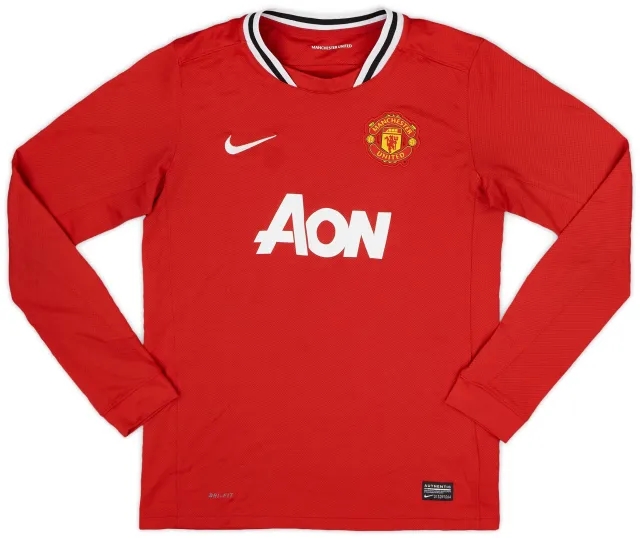 Nike 2011-12 Manchester United Home L/S Shirt - 6/10 - (L.Boys)