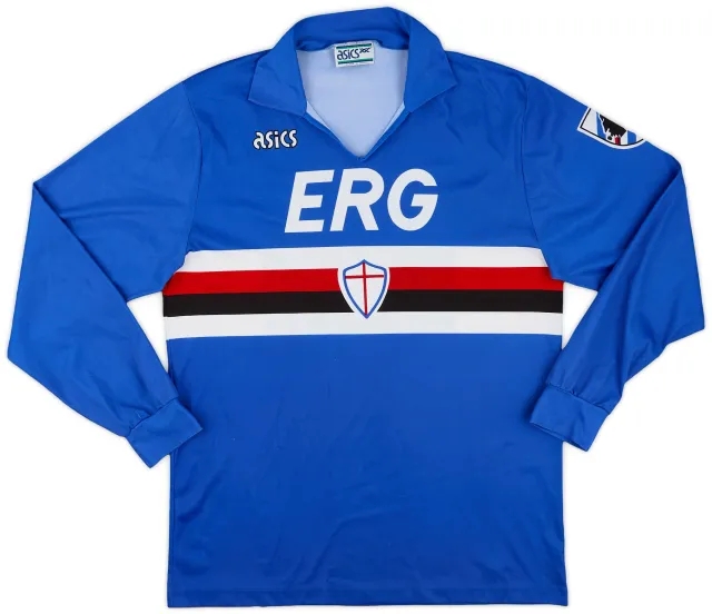 Asics 1990-92 Sampdoria Home L/S Shirt - 9/10 - (XL)