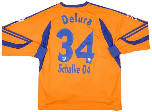 adidas 2003-04 Schalke Match Issue Third L/S Shirt Delura #34