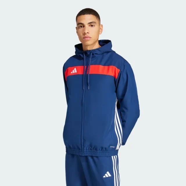 Adidas Performance Tiro 25 Essentials Woven Hoodie In Team Navy / Red-Blue