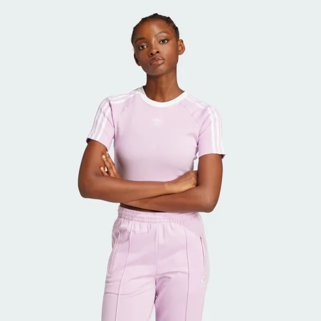 Adidas Originals 3-Stripes Baby Tee In Light Orchid-Pink