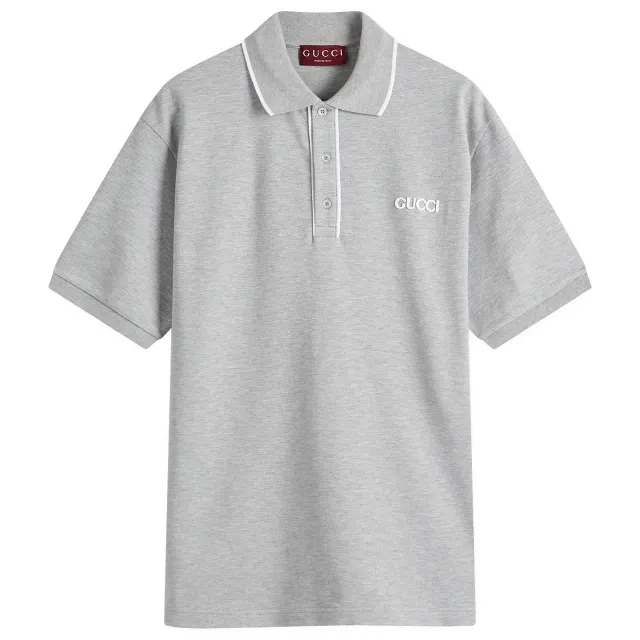 Gucci Men's Stretch Cotton Short Sleeve Polo Shirt Grey Melange