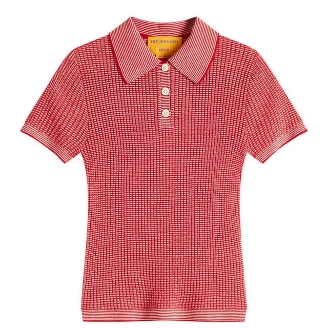 GUEST IN RESIDENCE Women's Shrunken Polo In Cashmere True Red/Cream