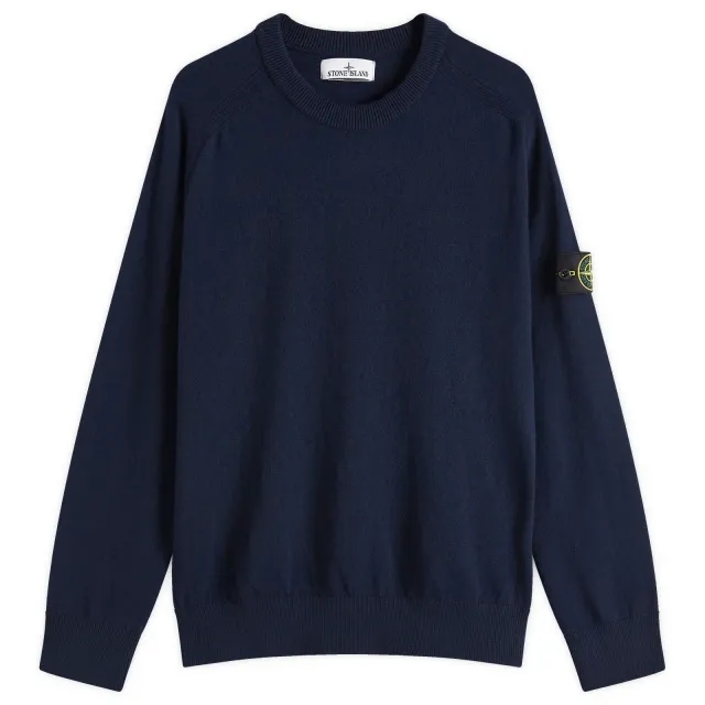 Stone Island Men's Geelong Wool Crew Neck Jumper Navy Blue