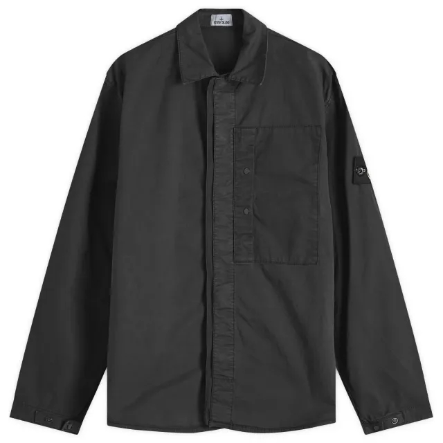 Stone Island Men's Supima Cotton Twill Stretch-TC Button Shirt Jacket Black