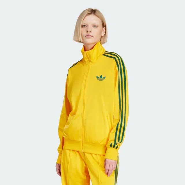 Adidas Women's Firebird Loose Track Top Crew Yellow/Collegiate Green