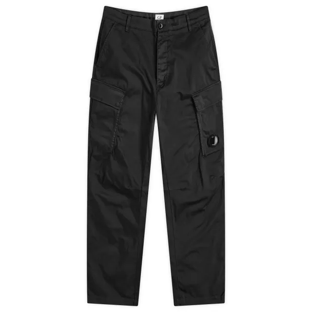 C.P. Company Men's Stretch Sateen Loose Cargo Pants Black