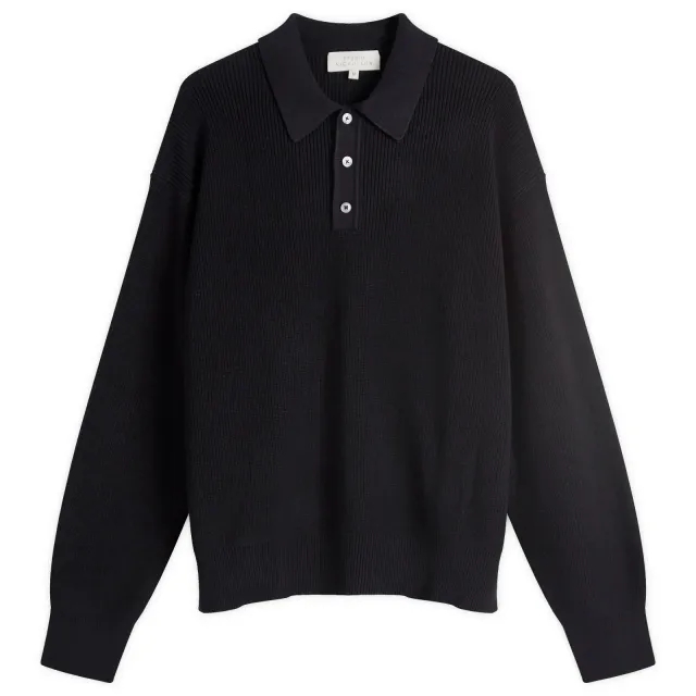 Studio Nicholson Men's Rib Polo Shirt Darkest Navy