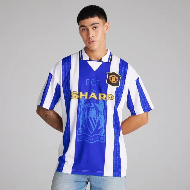 Score Draw Manchester United 1994-97 Retro Third Shirt Blue