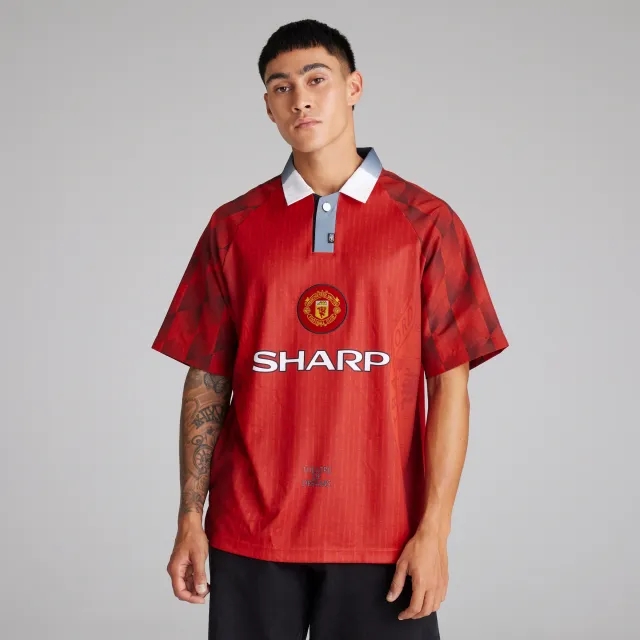 Score Draw Manchester United 1996-98 Retro Home Shirt Red