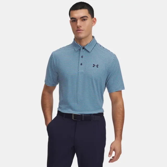 Men's  Under Armour  Playoff 3.0 Stripe Polo Ether Blue / Midnight Navy / Midnight Navy 3XL