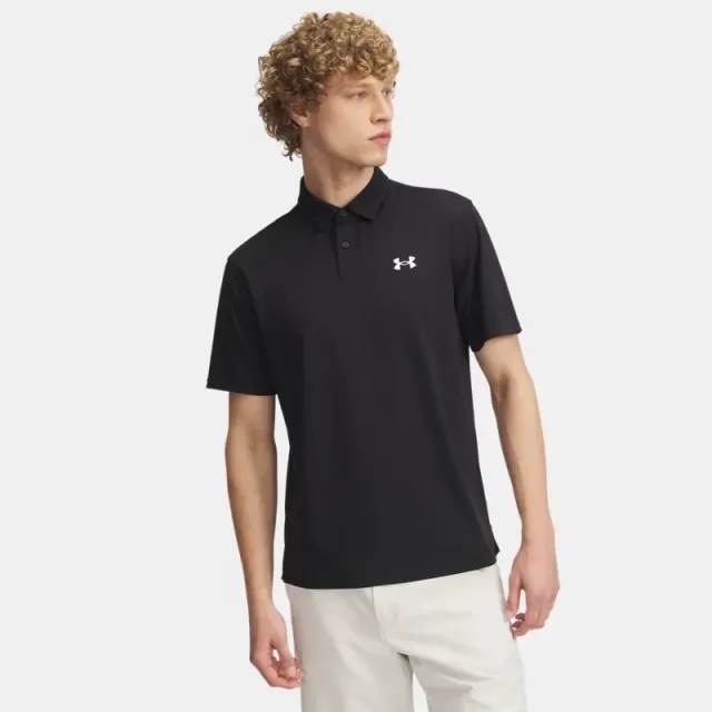 Men's  Under Armour  Tee To Green Pique Polo Black / White 3XL