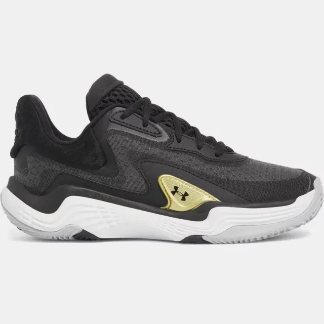 Unisex  Under Armour  Spawn 7 Basketball Shoes Black / Metallic Gold / Black 8