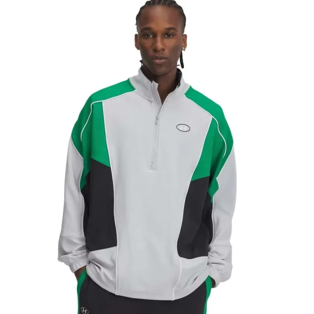 Men's  Under Armour  Tricot Colorblock Jacket Mod Gray / Team Kelly Green / White XXL