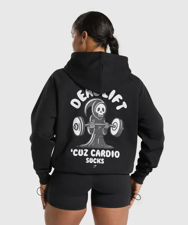 Gymshark Graphic Reaper Oversized Hoodie - Black