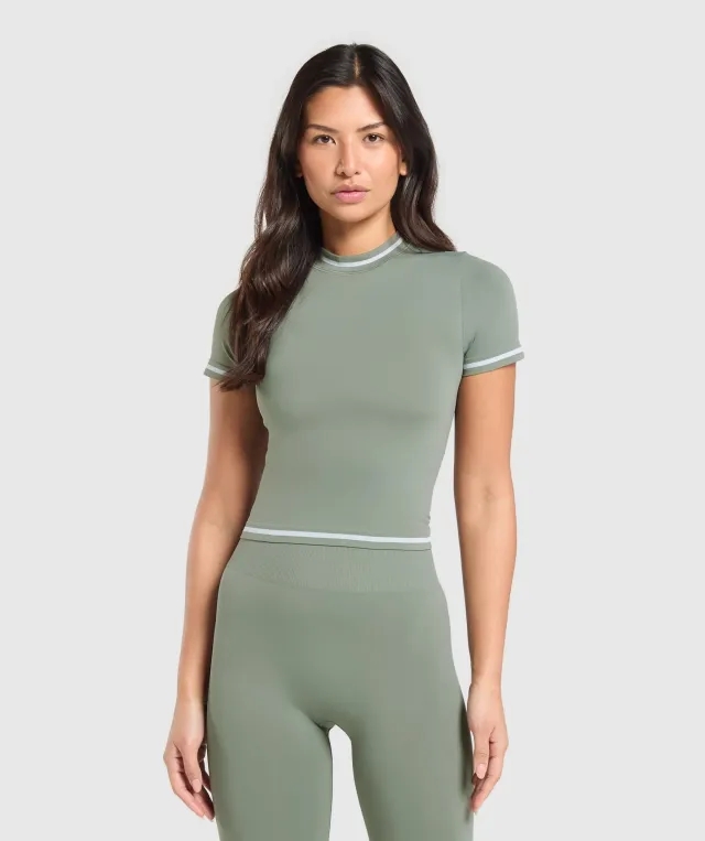 Gymshark Contrast Seamless Midi Tee - Unit Green