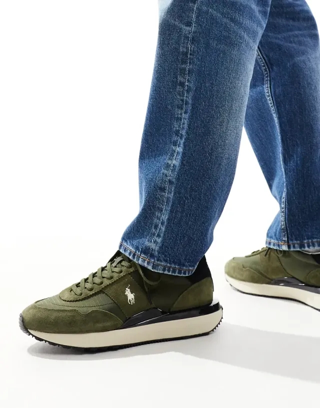 Polo Ralph Lauren Train '89 Trainer In Olive With Pony Logo-Green