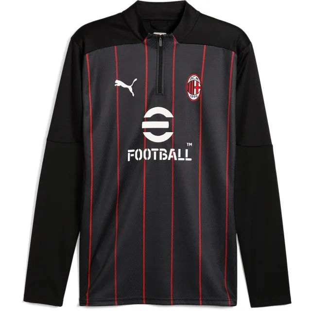 PUMA AC Milan Pre Match 1/4 Zip Top - Black - Mens