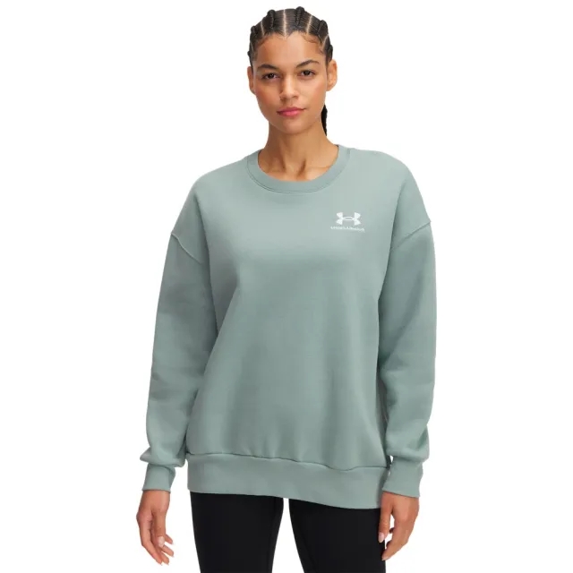 Women's  Under Armour  Icon Fleece Oversized Crew Silica Green / White XS