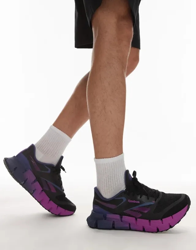 Reebok Floatzig Running Trainers In Black And Purple