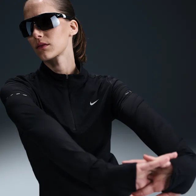 Nike Swift Women's Dri-FIT UV 1/4-Zip Running Top - Black - Polyester/Elastane