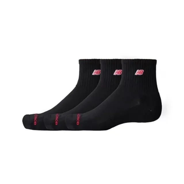 New Balance Unisex Patch Logo Ankle 3 Pack in Black Cotton