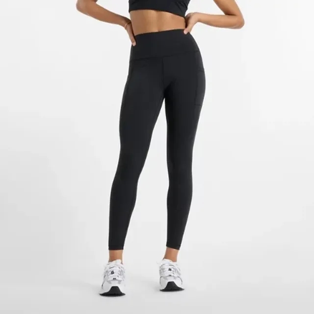 New Balance Women's NB Sleek Pocket High Rise Legging 25 in Black Poly Knit