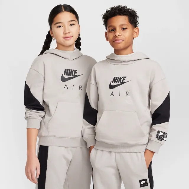 Nike Older Kids Air Fleece Hoodie in Grey/Black