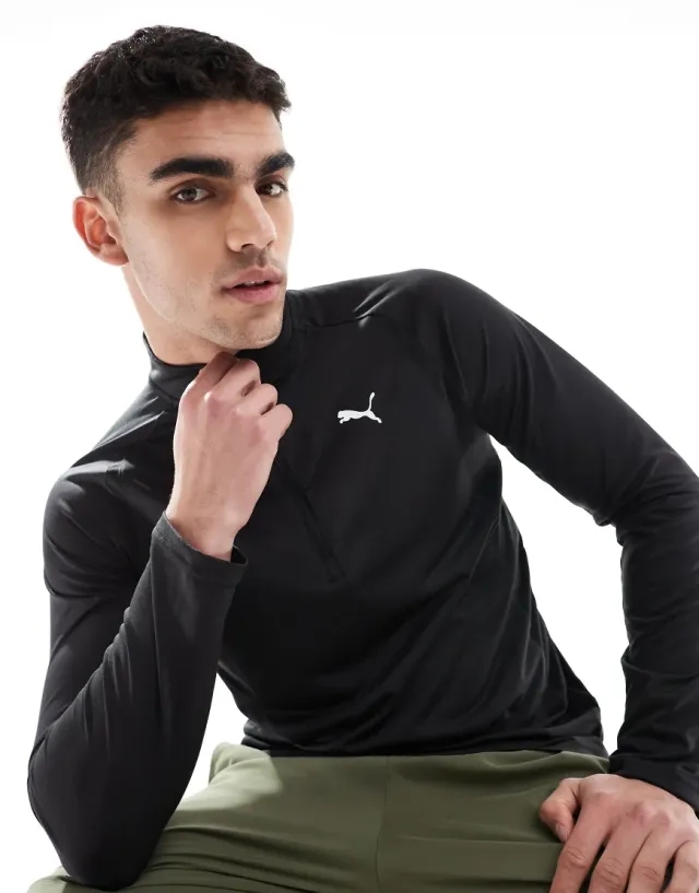 M Tad Tech Fabric Mix 1/4 Zip Puma Black - ['Black']