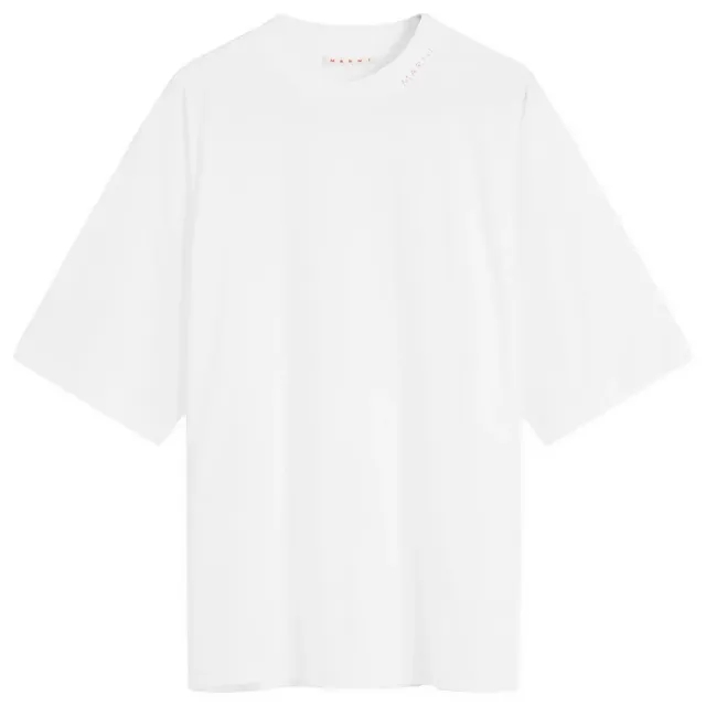 Asics Marni Men's Overlay Logo Patch Oversized T-Shirt Lily White