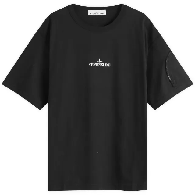 Stone Island Men's Organic Zip Pocket Logo T-Shirt Black