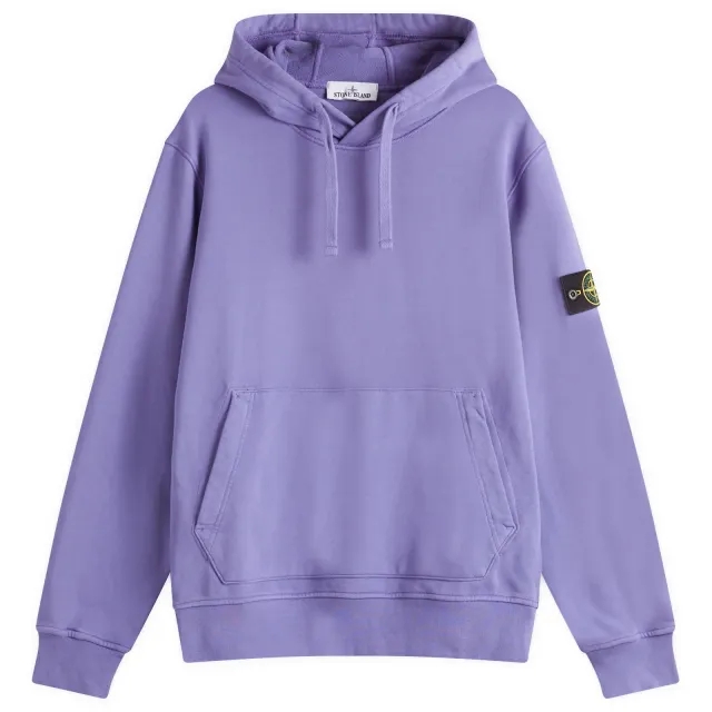 Stone Island Men's Garment Dyed Popover Hoodie Lavender
