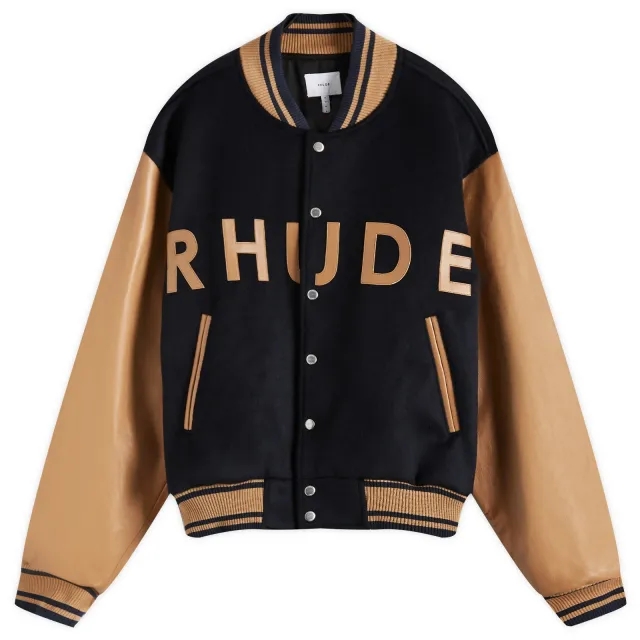 Rhude Men's Logo Varsity Jacket Navy/Camel