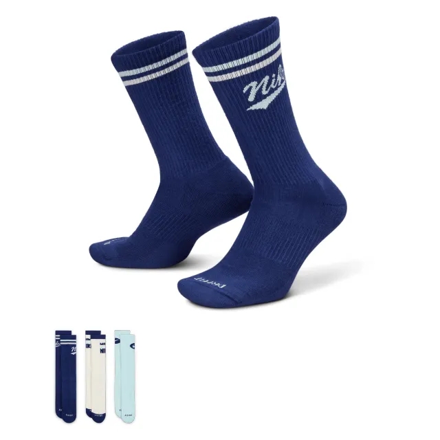 Nike Everyday Cushioned Crew 3 Pack Unisex Socks - Blue