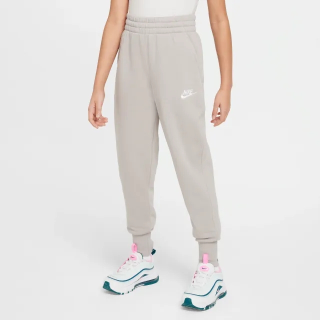 Nike Sportswear Club Fleece Older Kids' (Girls') High-Waisted Fitted Trousers - Grey - Cotton/Polyester