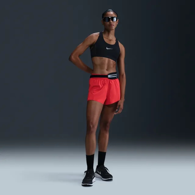 Nike Swift Women's Dri-FIT Mid-Rise 2-in-1 Running Shorts - Red - Polyester/Elastane