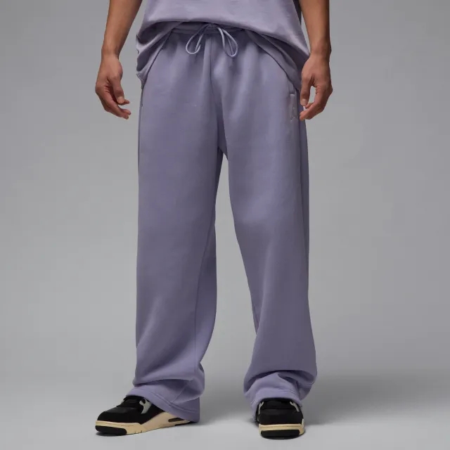 Nike Jordan Brooklyn Fleece Men's Oversized Open-Hem Trousers - Purple - Cotton/Polyester