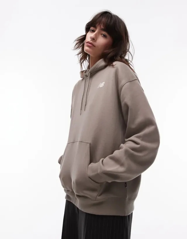 New Balance Womens Athletics Club Overhead Hoodie  - Beige - Size XL - Beige