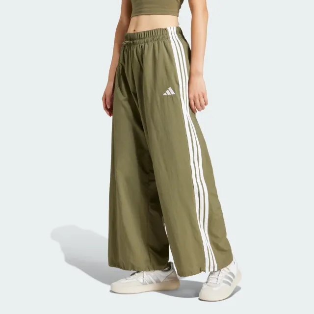 Adidas Performance Essentials 3-Stripes Lifestyle Woven Parachute Pants In Green