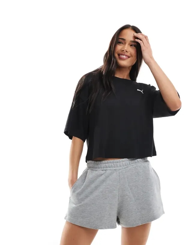 PUMA Wardrobe Ess Oversized Short T-Shirt Women, Black
