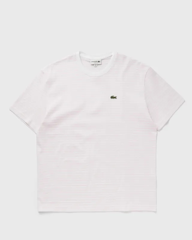 Lacoste Striped Heavy Cotton T-shirt - White / Light Pink