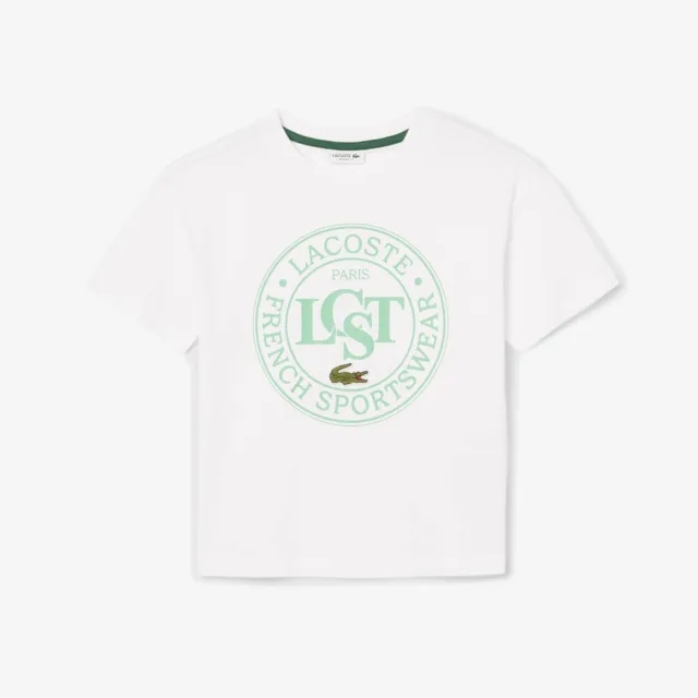 Lacoste Contrast Badge Cotton T-shirt - White / Green