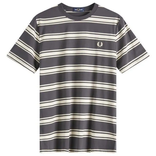 Fred Perry Horizontal Fine Stripe T-Shirt In Grey And Navy